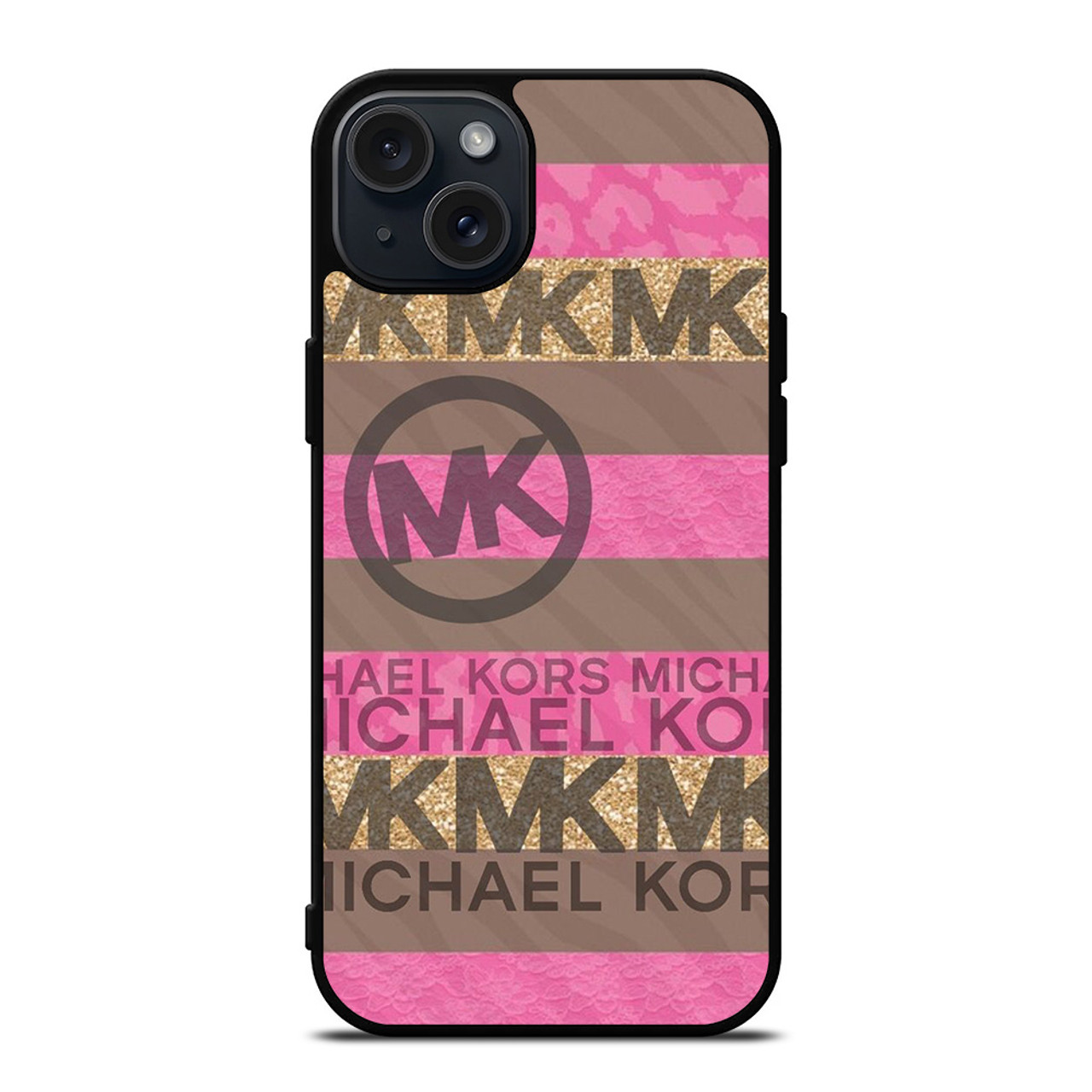 MICHAEL KORS PINK STRIP LOGO iPhone 15 Plus Case Cover